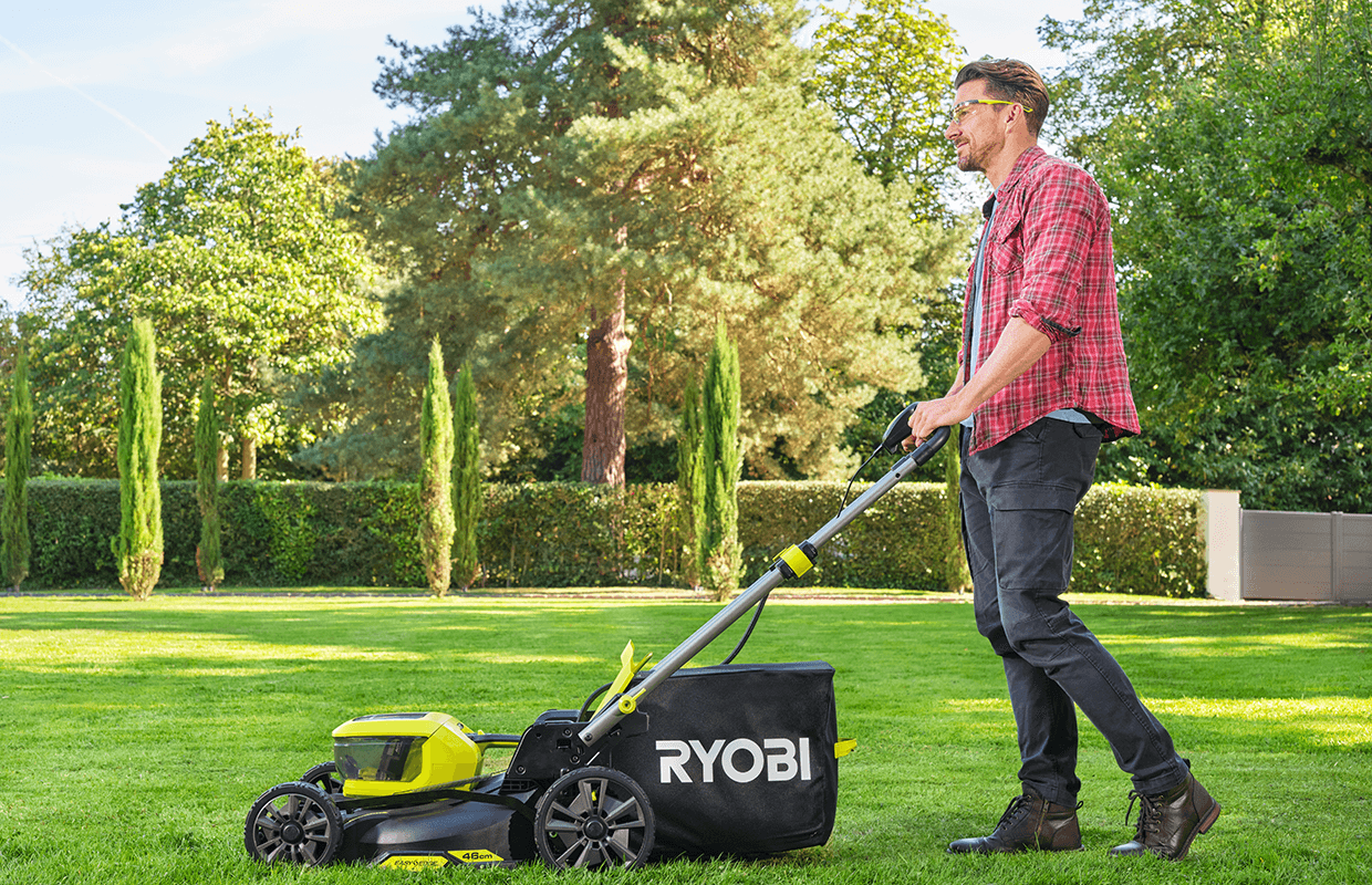 Mower in use