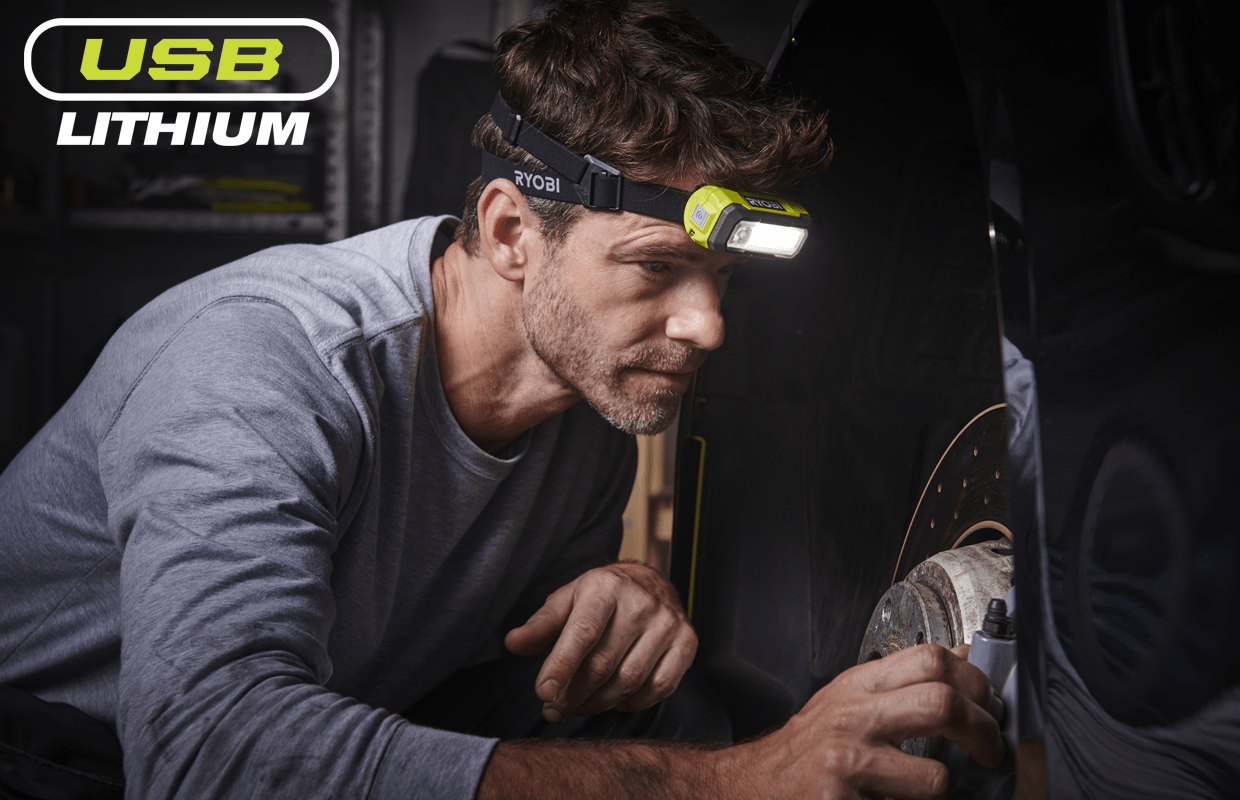 Man using USB Lithium Head Torch