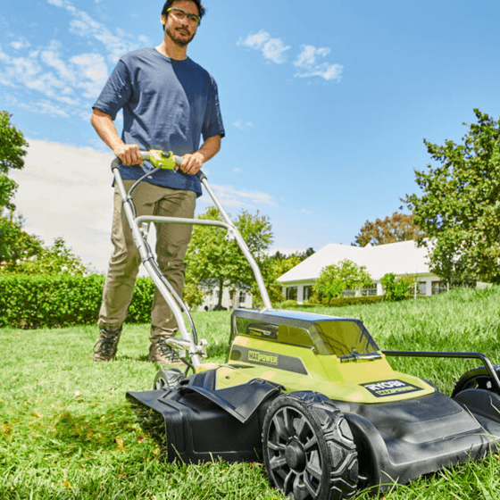 Man mowing lawn