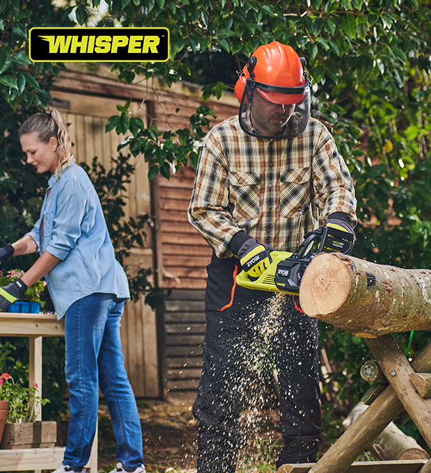 Chainsaw in use