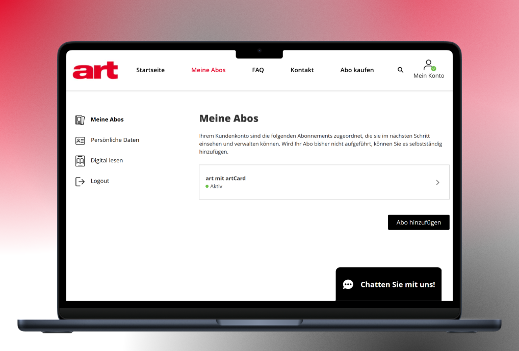 Art Serviceportal auf dem Laptop